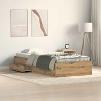 Bedframe met lades artisanaal eikenkleurig 100 x 200 cm