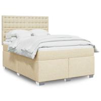Boxspring met matras stof crèmekleurig 140x190 cm