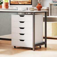 Rollcontainer met 5 Lades Mobiele Archiefkast met Wielen 48 x 39,5 x 65,5 cm Wit
