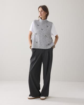 Summum Embellished Spencer Cozy Melange Knit 7s7929-7997 Trui Korte Mouw 810 Mist