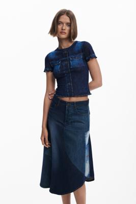 Patchwork denim rok - BLUE - XS