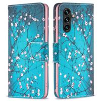 Samsung Galaxy A15 Wonder Series Portemonnee Hoesje - Witte Bloemen - thumbnail