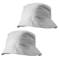 Zonnehoedje/vissershoedjes voor volwassenen - 4x stuks - wit - 100% katoen - Zon bescherming