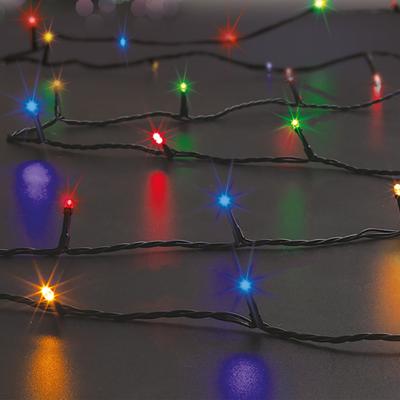 Kerstverlichting - 2x - gekleurd - 20 meter - 200 led lampjes - zwart snoer - solar