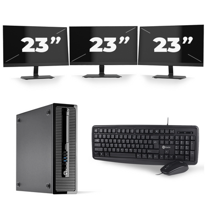 HP ProDesk 400 G1 SFF - Intel Core i3-4e Generatie - 8GB RAM - 256GB SSD - Windows 10 + 3x 23 inch Monitor