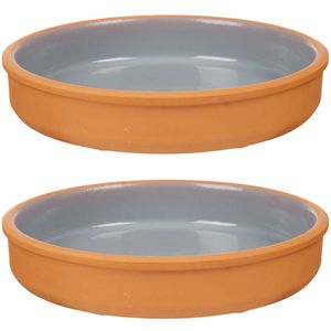 2x stuks tapas/hapjes serveren/oven schaal terracotta/grijs 23 x 4 cm