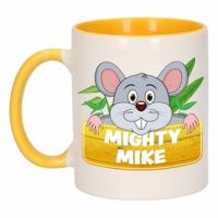 Koffie mok - Mighty Mike muizenprint - geel wit - 300 ml