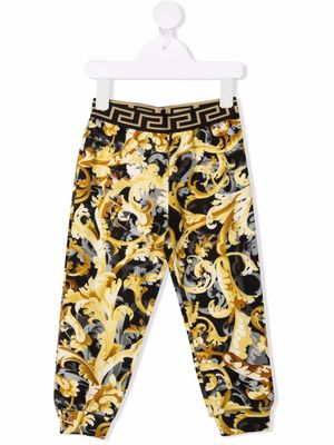 Versace Kids pantalon de jogging à imprimé baroque - Noir