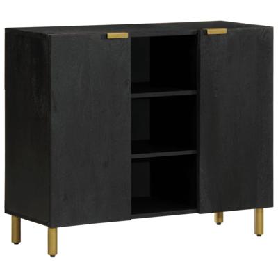 Dressoir 90x33x75 cm bewerkt hout zwart