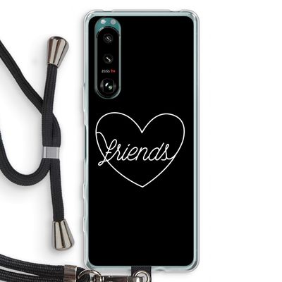 Friends heart black: Sony Xperia 5 III Transparant Hoesje met koord