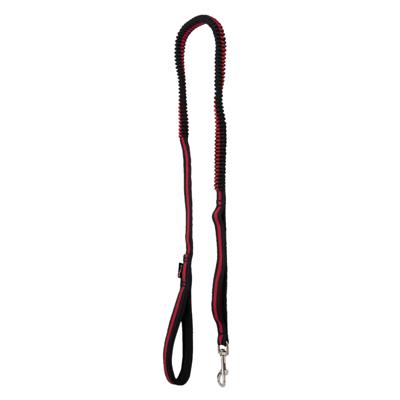 Jack and Vanilla Hondenriem met 2 handvatten - Elastisch - Zwart / rood - Lengte 120 cm