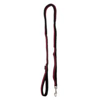 Jack and Vanilla Hondenriem met 2 handvatten - Elastisch - Zwart / rood - Lengte 120 cm