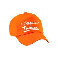 Bellatio Decorations cadeau pet/cap voor volwassenen - Super Trainer - oranje - geweldige coach   -
