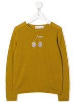 Bonpoint pull en cachemire à motif de cerises - Jaune