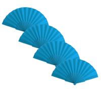 Spaanse Handwaaier - 4x - turquoise - 23 x 43 cm - Verkoeling waaiers voor zomerse themperatuur
