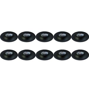 Spot Armatuur 10 Pack - Pragmi Nora Pro - GU10 Inbouwspot - Rond - Zwart - Aluminium - Ø82mm