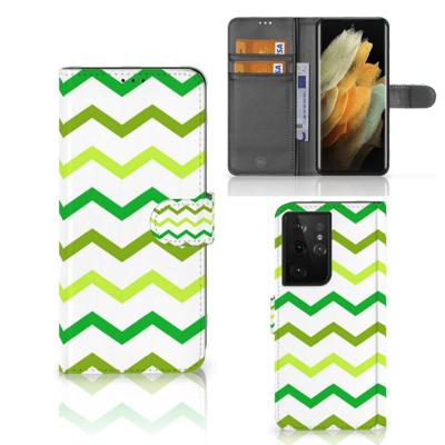 Samsung Galaxy S21 Ultra | Telefoon Hoesje | Zigzag Groen