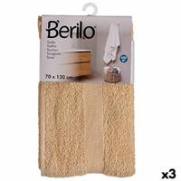 Badhanddoek Berilo Crème 80 % katoen 20 % Polyester 70 x 130 cm 35 x 4 x 20 cm (3 Stuks)