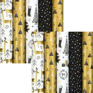 GOLDEN WINTERTIME cadeaupapier - Assortiment Kerstpapier Inpakpapier voor kerstmis - 2 meter x 70 cm - 10 rollen