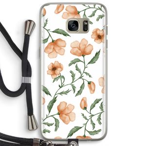 Peachy flowers: Samsung Galaxy S7 Edge Transparant Hoesje met koord