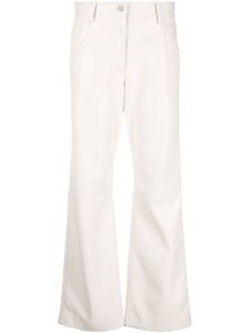 MSGM pantalon en cuir artificiel à taille haute - Tons neutres