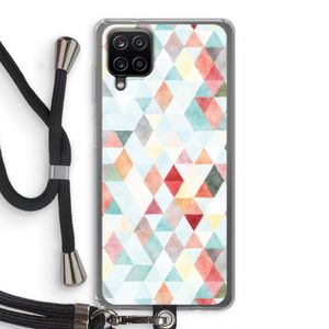 Gekleurde driehoekjes pastel: Samsung Galaxy A12 Transparant Hoesje met koord