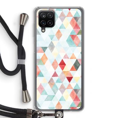 Gekleurde driehoekjes pastel: Samsung Galaxy A12 Transparant Hoesje met koord