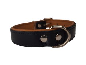 Leren hondenhalsband zwart camel small