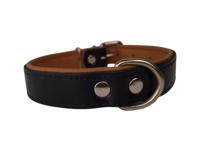 Leren hondenhalsband zwart camel small