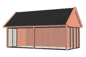 Buitenverblijf Zadeldak XL 770x440 cm - Combinatie 1- Zadeldak- Onbehandeld lariks Douglas hout- Trendhout