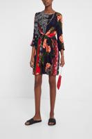 Bloemetjesjurk met strik - BLACK - 42