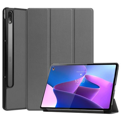 Lunso - Lenovo Tab P12 Pro - Tri-Fold Bookcase hoes - Grijs