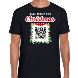 Kerst QR code kerstshirt Alleen maar zuipen heren zwart - Fout kerst t-shirt