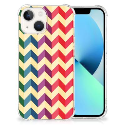 iPhone 13 Doorzichtige Silicone Hoesje Zigzag Multi Color iPhone 13 Doorzichtige Silicone Hoesje Zigzag Multi Color