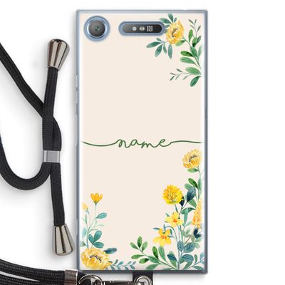 Gele bloemen: Sony Xperia XZ1 Transparant Hoesje met koord
