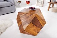 Design bijzettafel DIAMOND 60cm Sheesham steenafwerking massief houten salontafel handgemaakt - 43072