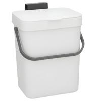 Gerimport Prullenbakje GFT - 23 cm - met klepdeksel - wit - 3 ltr - voor een keukendeurtje