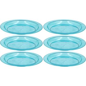 6x Blauwe plastic borden/bordjes 20 cm