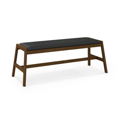 127 cm Massief Houten Eetbank Gestoffeerde Tafelbank Rubberhouten Frame voor Hal Keuken Woonkamer Slaapkamer