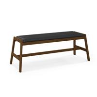 127 cm Massief Houten Eetbank Gestoffeerde Tafelbank Rubberhouten Frame voor Hal Keuken Woonkamer Slaapkamer