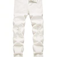 Bon&Bon Men's Light Wash Ripped Skinny Jeans - Distressed Denim White / 32