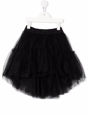 Monnalisa jupe en tulle à ceinture à logo - Noir