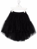 Monnalisa jupe en tulle à ceinture à logo - Noir