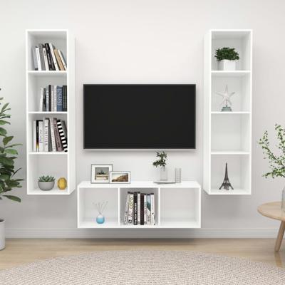 3-delige Tv-meubelset spaanplaat wit