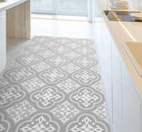 Grijze hydraulische tegels vinyl vloerkleed keuken