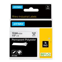 Labeltape dymo rhino industrieel polyester 12mm wt