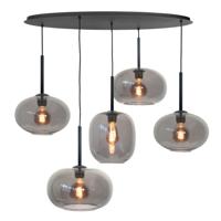 Highlight HanglampBellini zwart met smoke glas 5-lichts - H5474.01