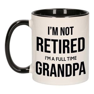 Im not retired im a full time grandpa / opa pensioen mok / beker wit met zwart afscheidscadeau 300 m   -