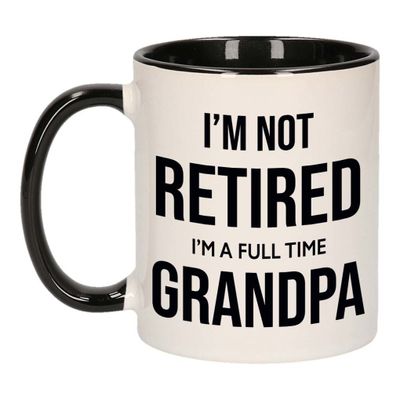 Im not retired im a full time grandpa / opa pensioen mok / beker wit met zwart afscheidscadeau 300 m