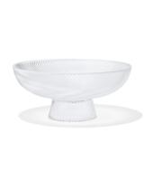 HEMA Schaal op voet Ø23x12cm Bergen glas twist reliëf (transparant)
